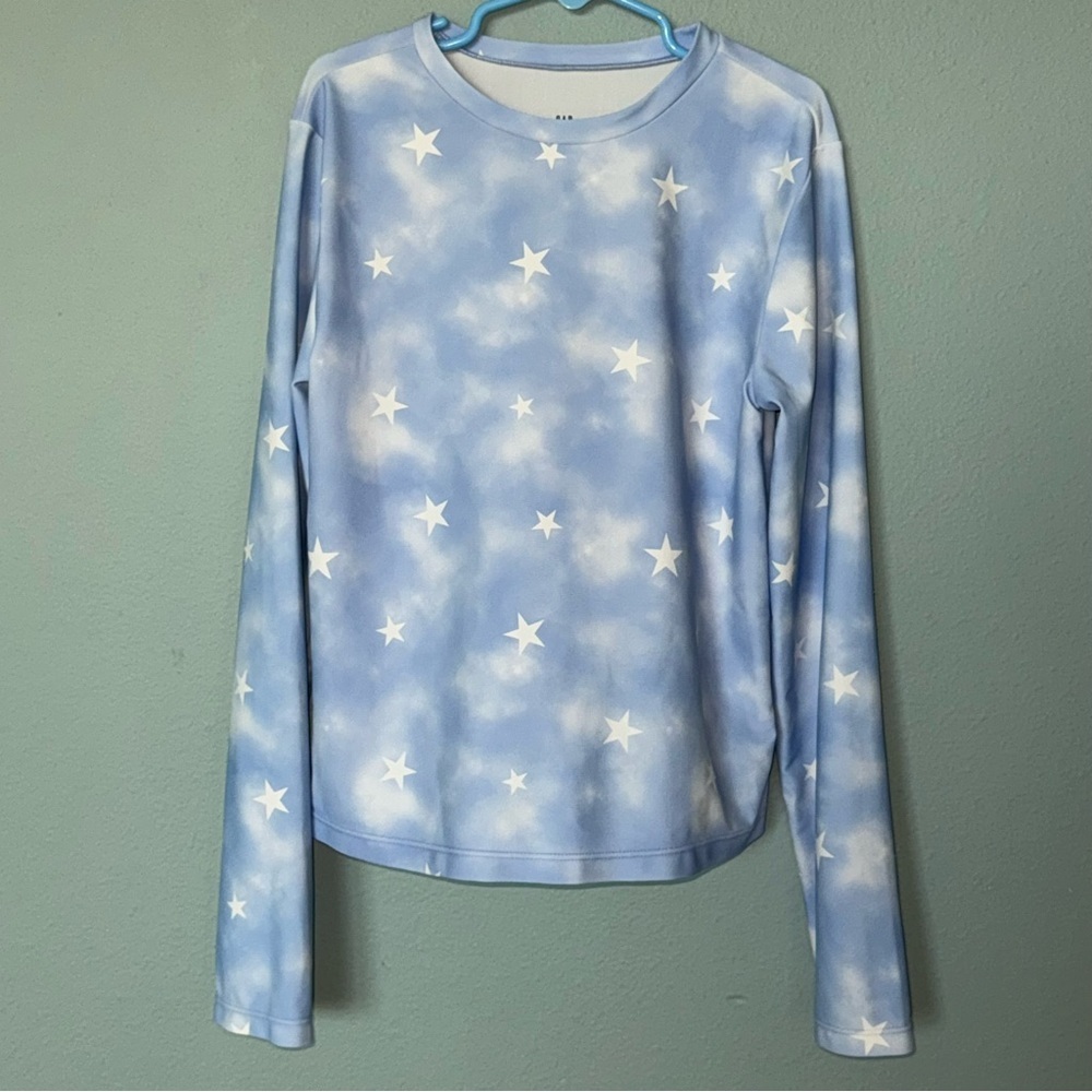 GAP Kids Blue and White Stars and Clouds Rash-guard‎